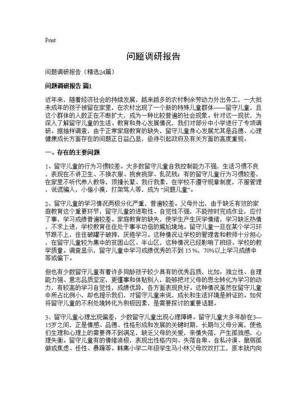 问题调研报告24篇