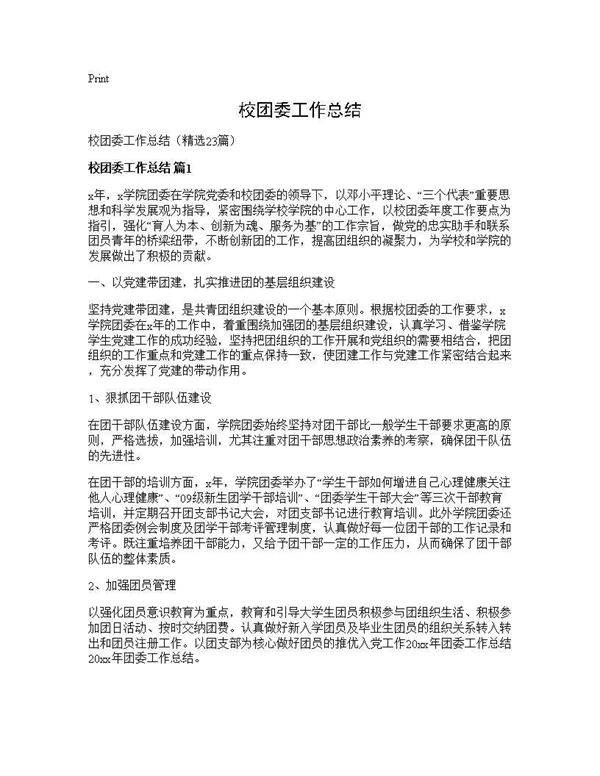 校团委工作总结23篇