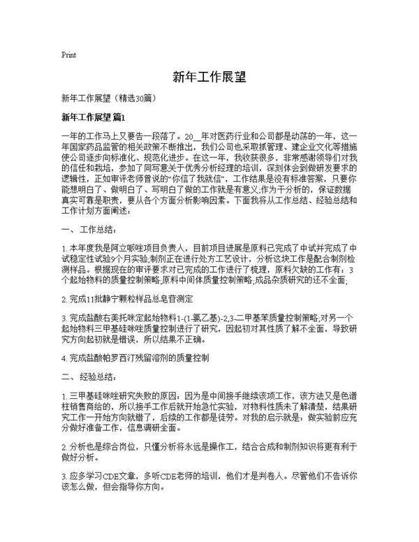 新年工作展望30篇
