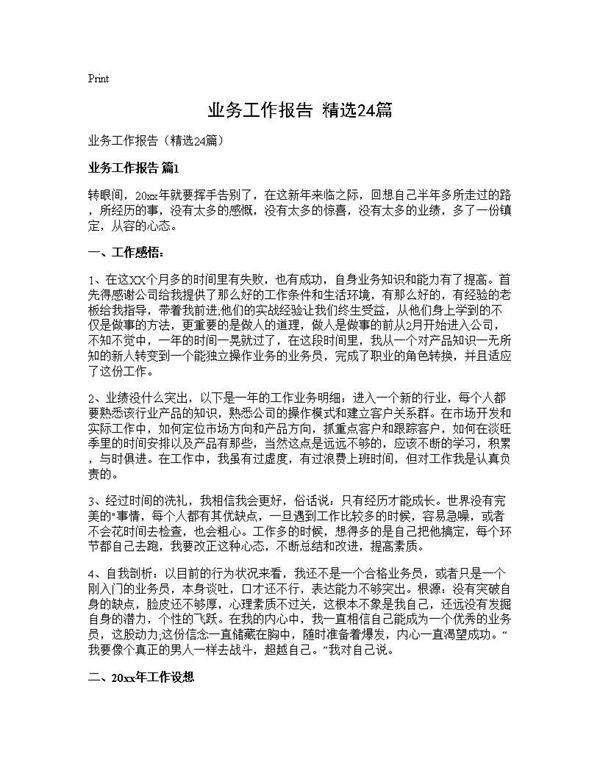 业务工作报告(精选24篇)