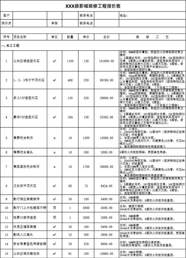 电影院装修报价及推荐材料