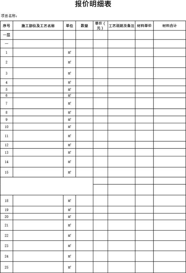 酒店装修报价模板