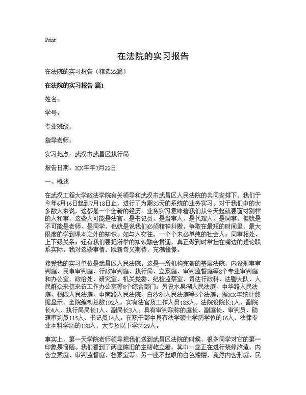在法院的实习报告22篇