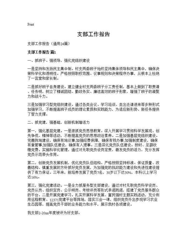 支部工作报告24篇