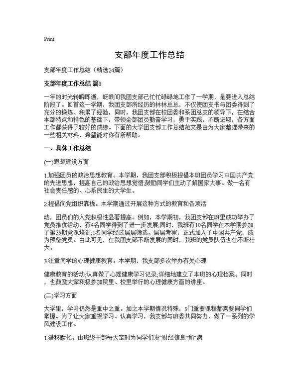 支部年度工作总结24篇