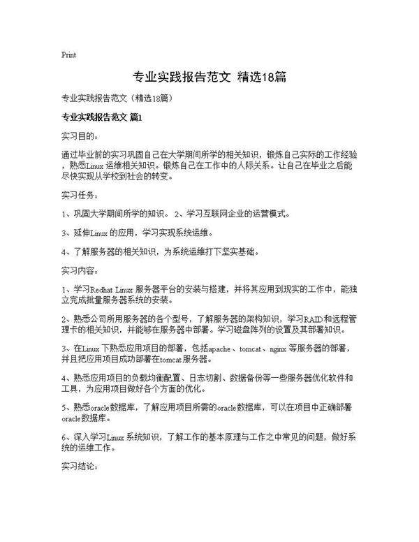 专业实践报告范文(精选18篇)