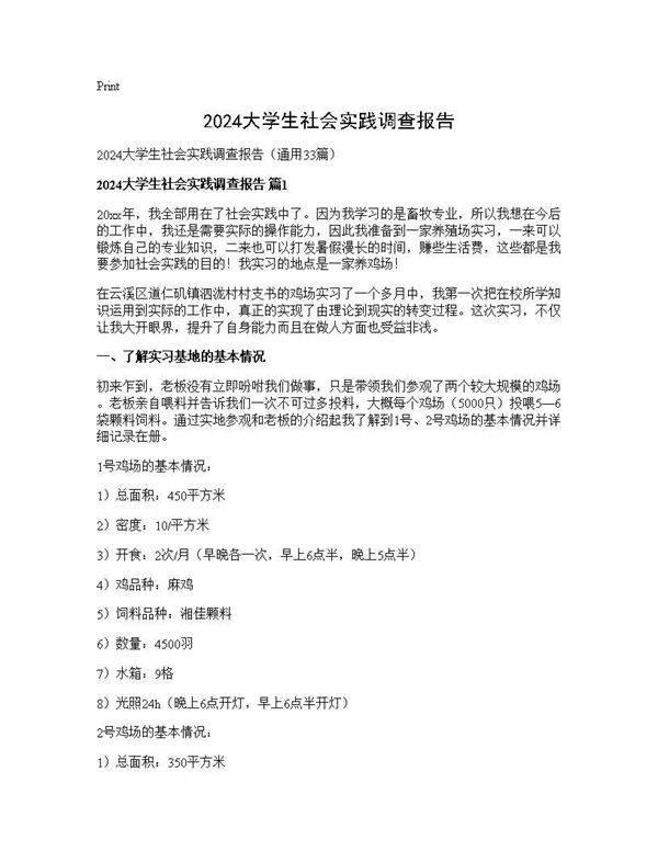 2024大学生社会实践调查报告33篇