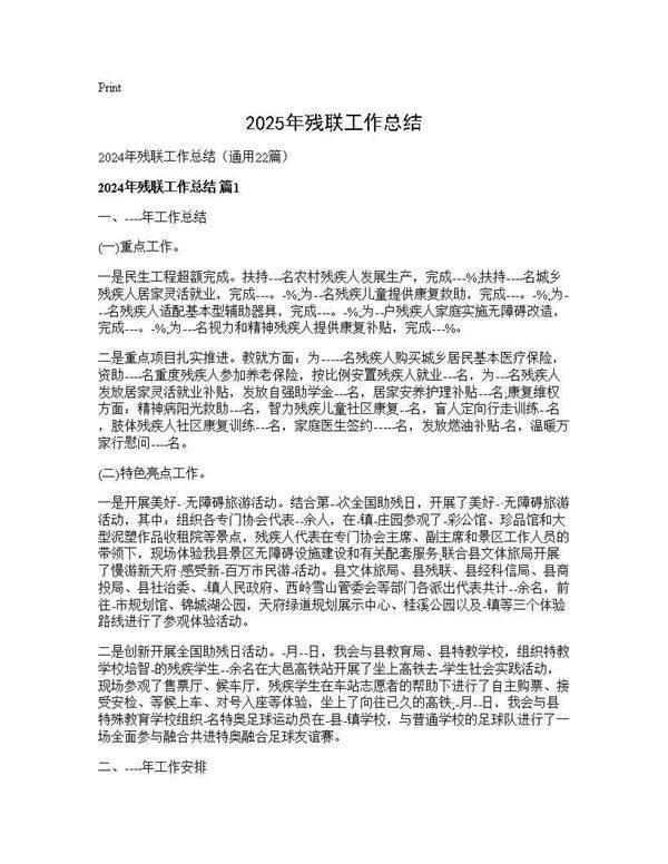 2024年残联工作总结22篇