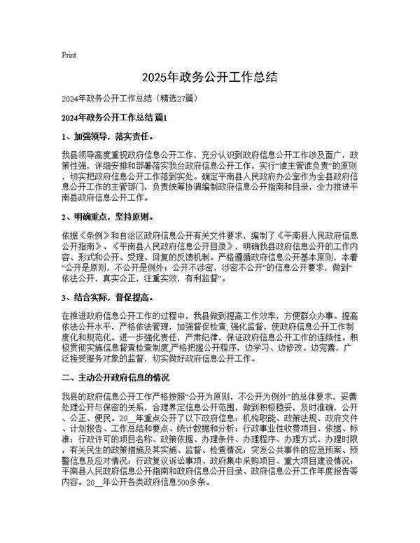2024年政务公开工作总结27篇
