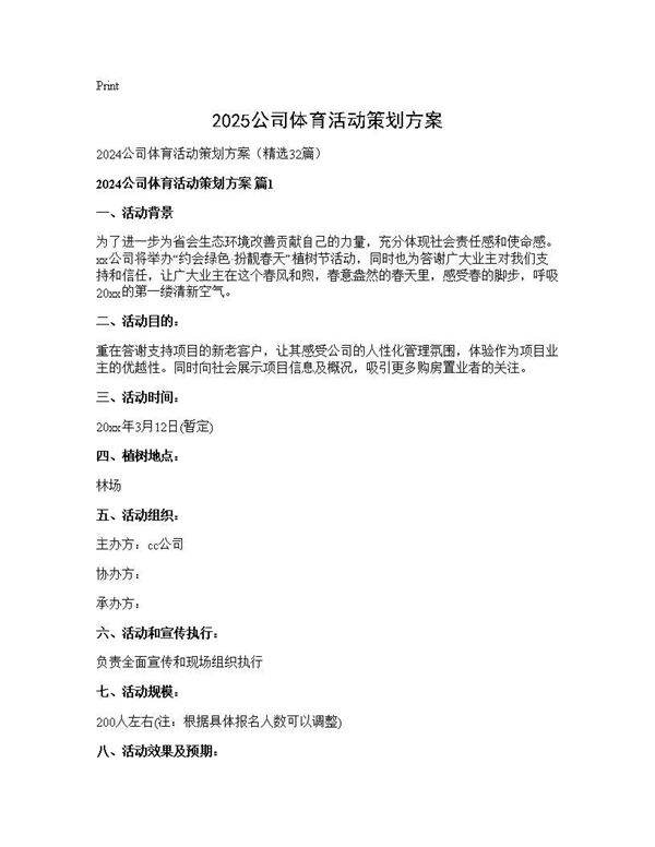 2025公司体育活动策划方案32篇