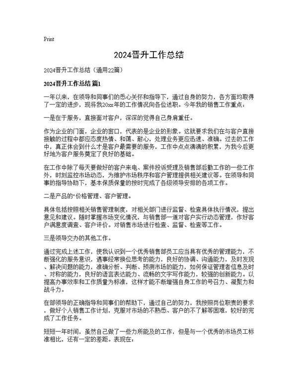 2025晋升工作总结22篇