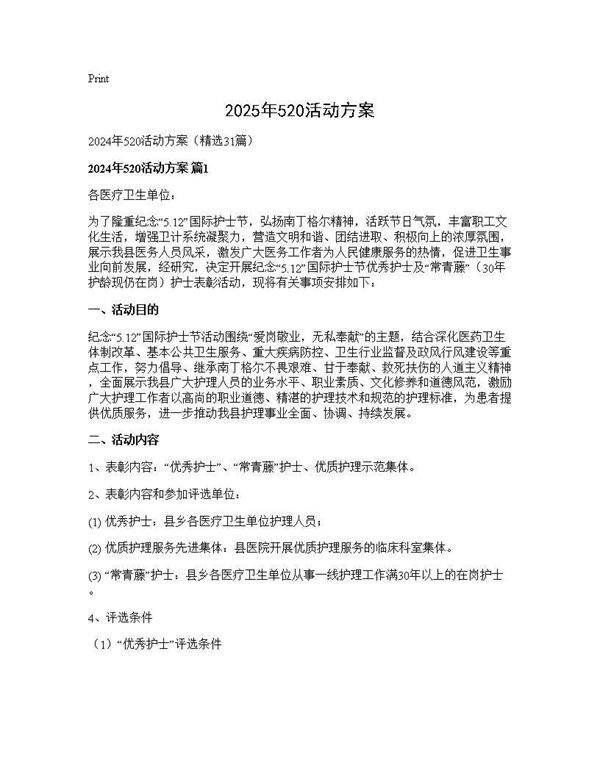 2025年520活动方案31篇