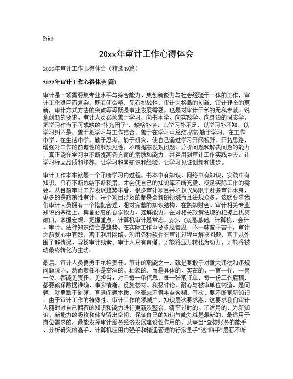 2025年审计工作心得体会19篇