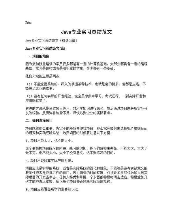 Java专业实习总结范文20篇