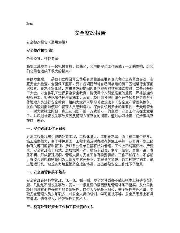 安全整改报告30篇