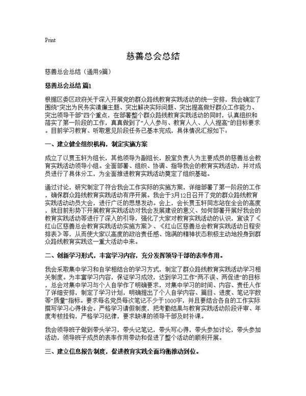慈善总会总结9篇