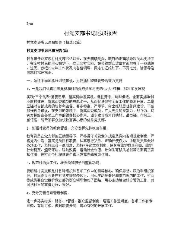 村党支部书记述职报告19篇