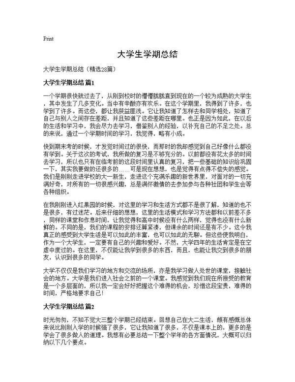大学生学期总结28篇