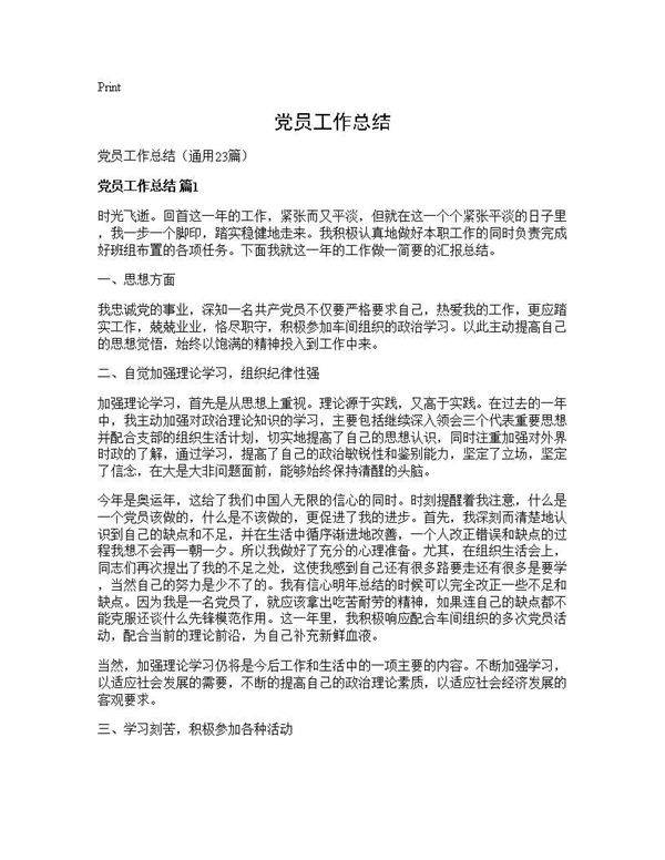 党员工作总结23篇