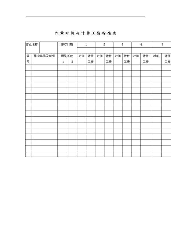 作业时间与计件工资标准表