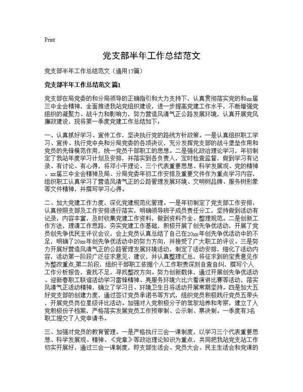 党支部半年工作总结范文17篇