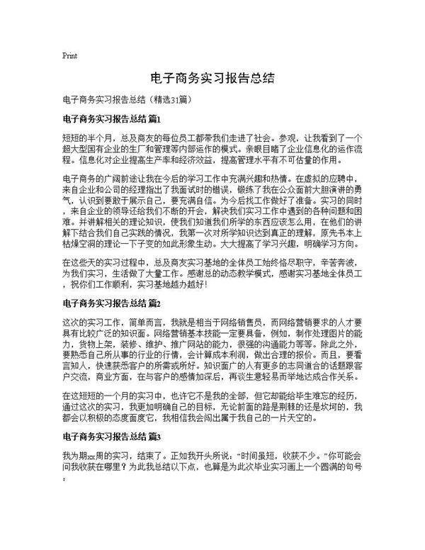 电子商务实习报告总结31篇