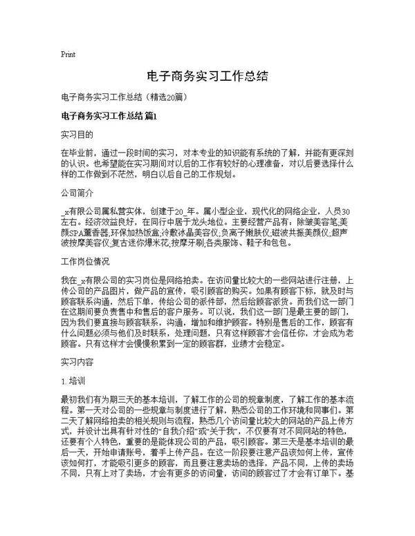 电子商务实习工作总结20篇