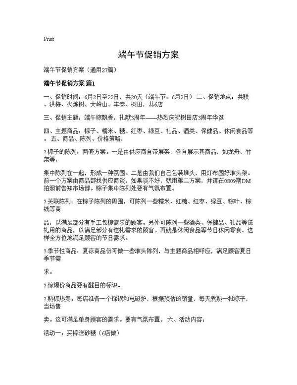 端午节促销方案27篇