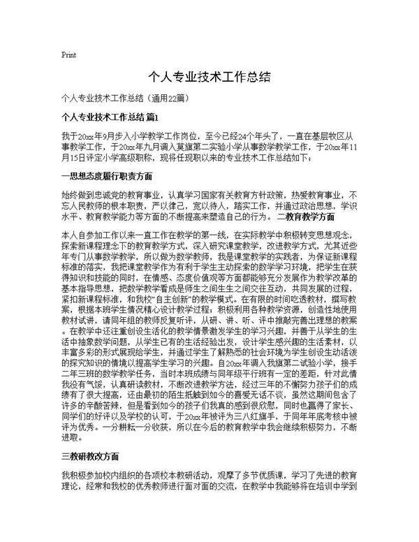 个人专业技术工作总结22篇