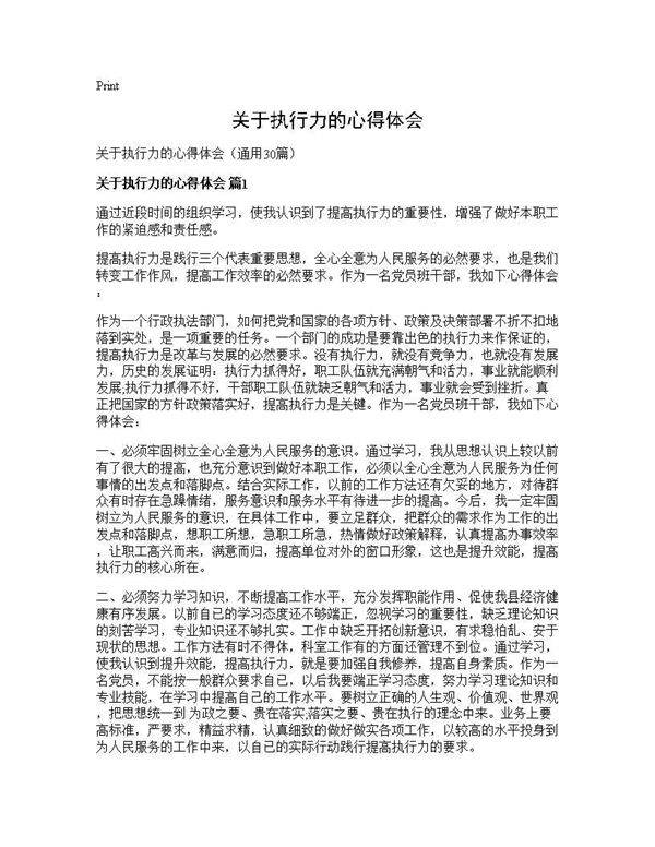关于执行力的心得体会30篇