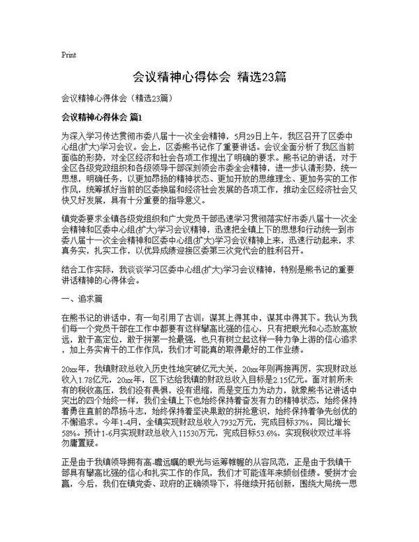 会议精神心得体会(精选23篇)