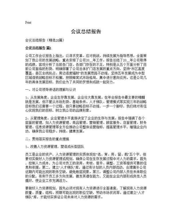 会议总结报告28篇