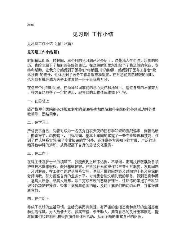 见习期 工作小结25篇