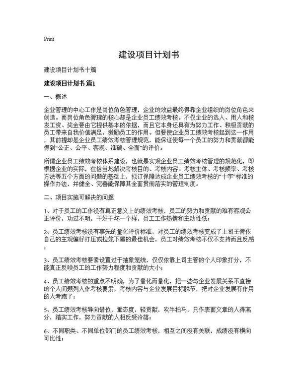 建设项目计划书