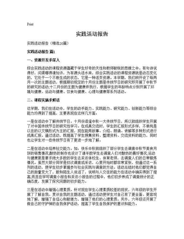 实践活动报告20篇