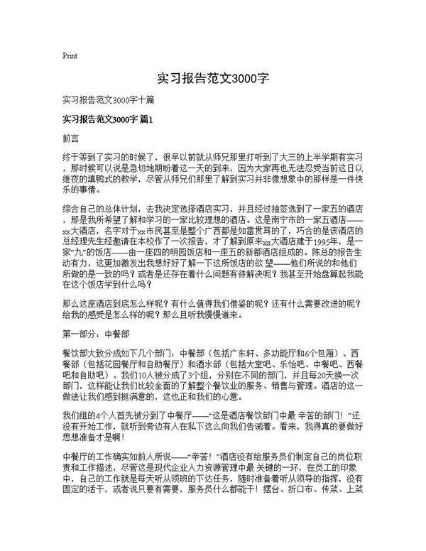 实习报告范文3000字