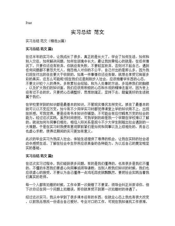 实习总结 范文26篇