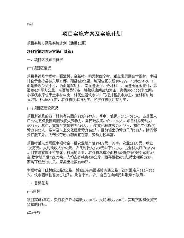 项目实施方案及实施计划15篇