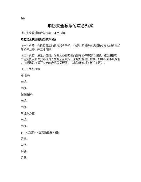 消防安全救援的应急预案17篇