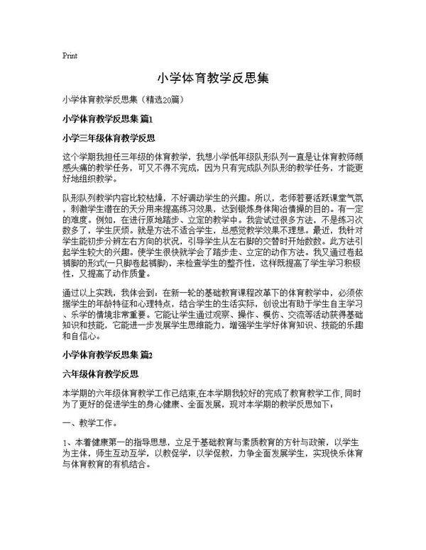 小学体育教学反思集20篇