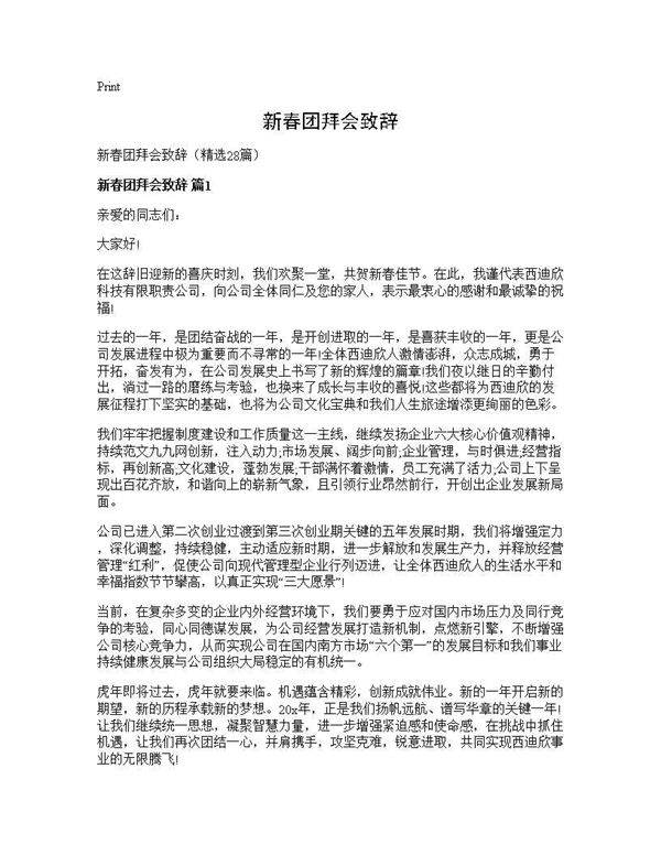 新春团拜会致辞28篇