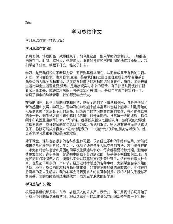 学习总结作文31篇