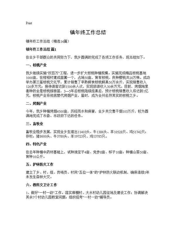 镇年终工作总结14篇