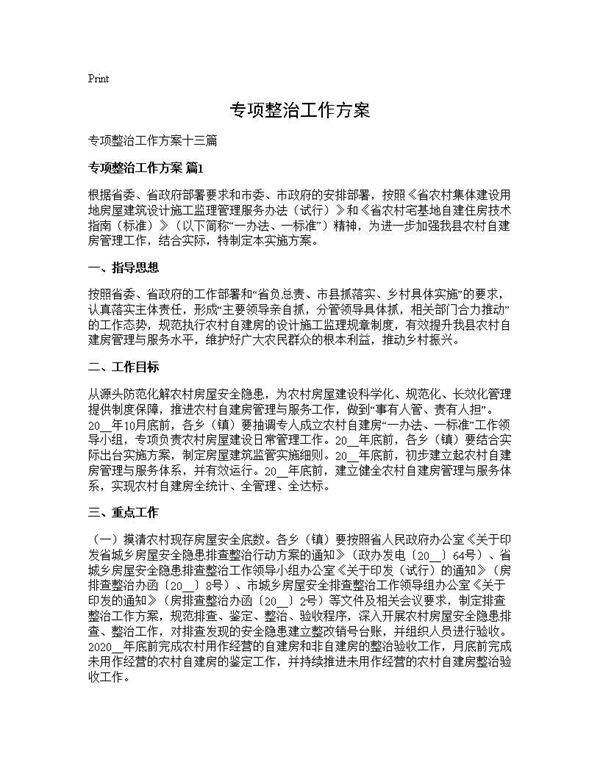 专项整治工作方案