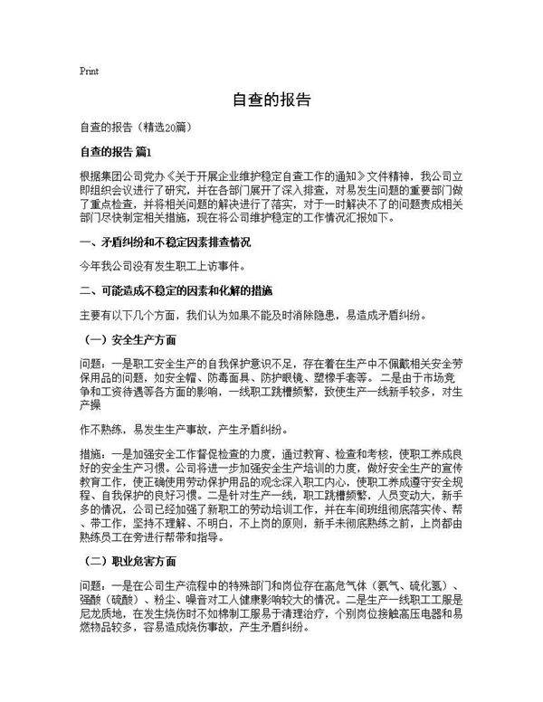 自查的报告20篇