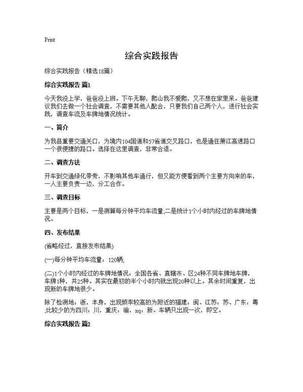 综合实践报告18篇