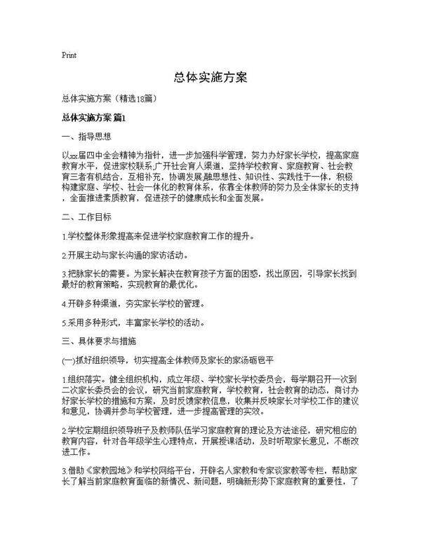 总体实施方案18篇