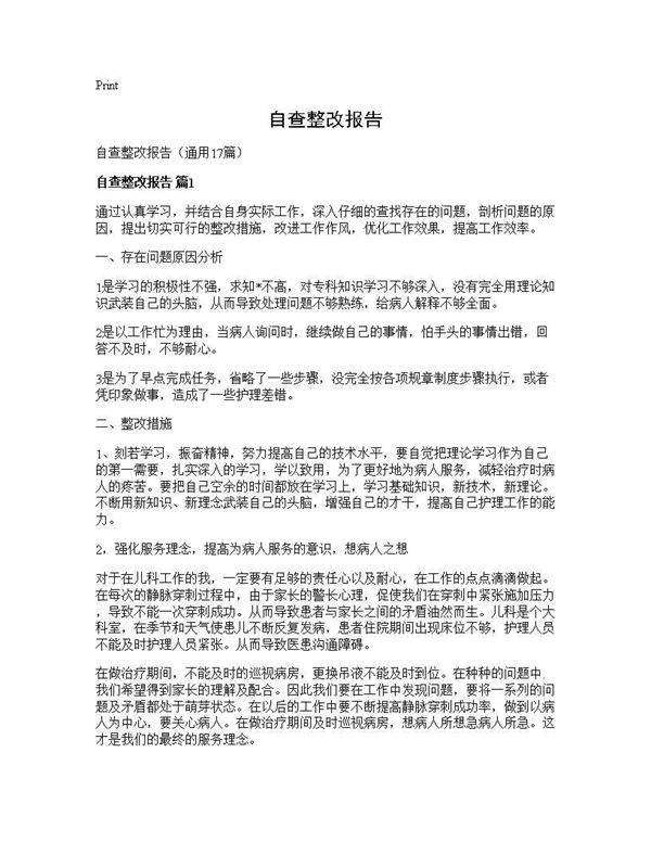 自查整改报告17篇