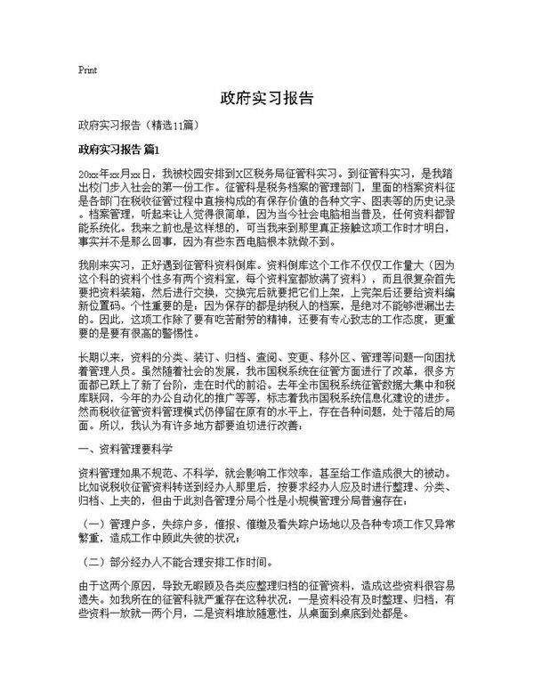 政府实习报告11篇