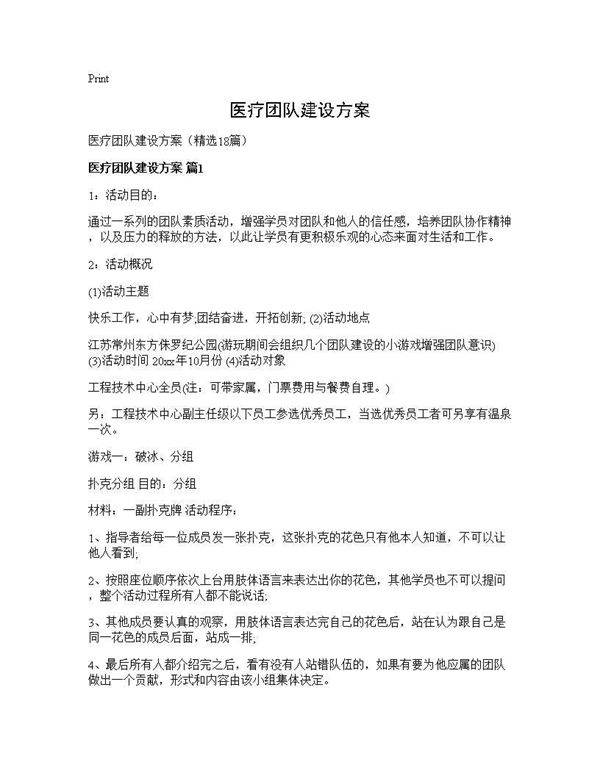 医疗团队建设方案18篇